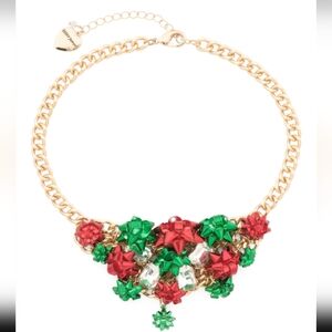 Betsey Johnson Christmas Present Bow Bib Necklace NWT